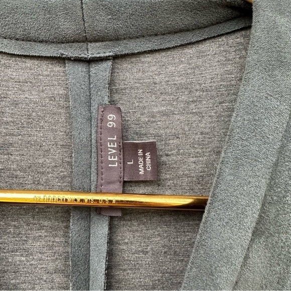 Level 99 Ivan Faux Suede V-Neck Sheath Dress Clearwater Gray Size L Minimalist - Picture 8 of 12